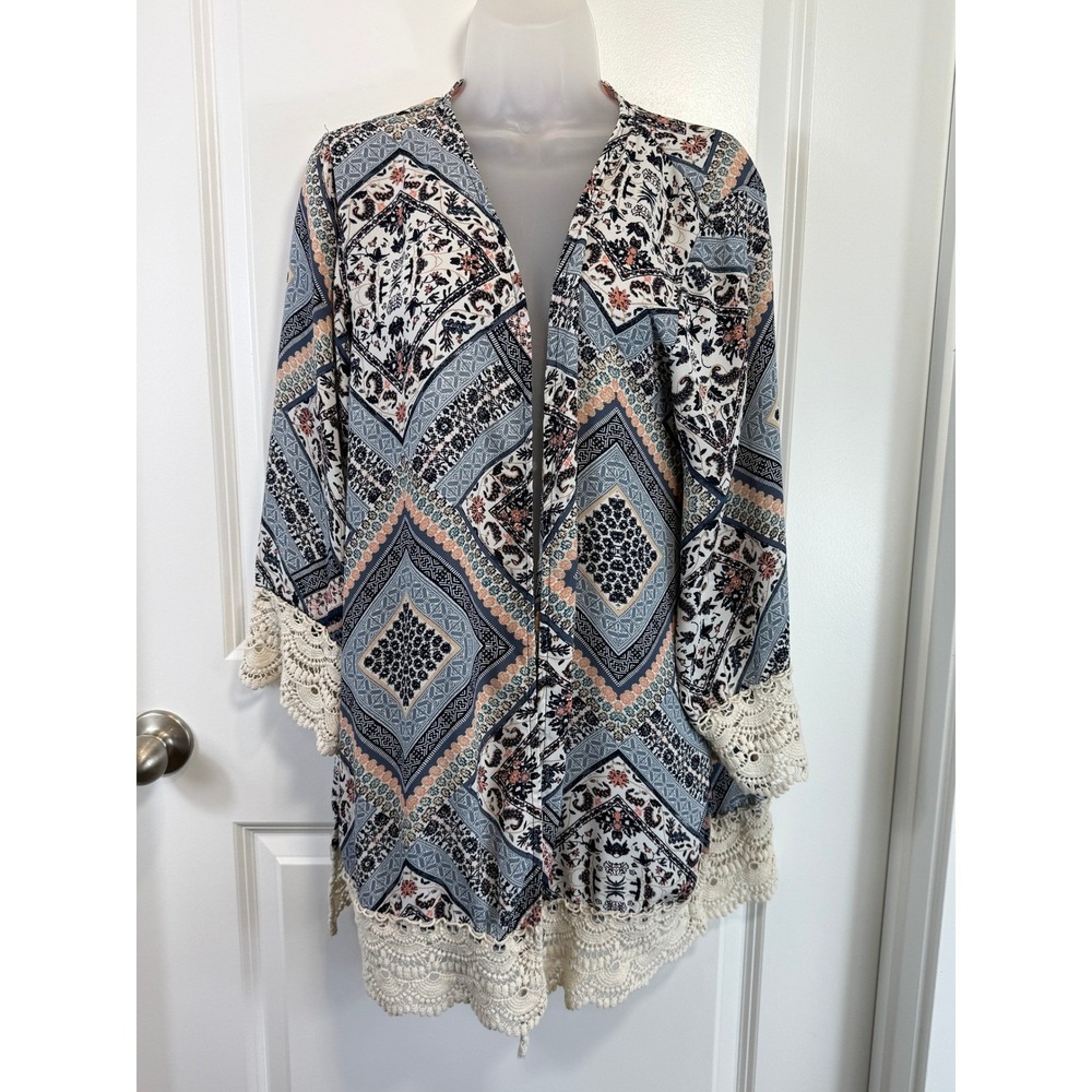 Kimono Patchwork BOHO Crochet Lace XXL Festival Layering Peasant Hippie 2XL